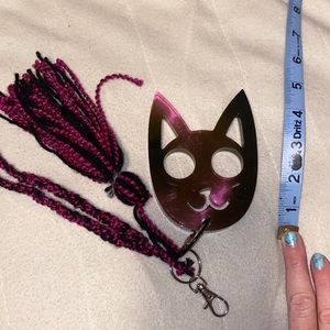 Pink and black cat resin self-defense keychains